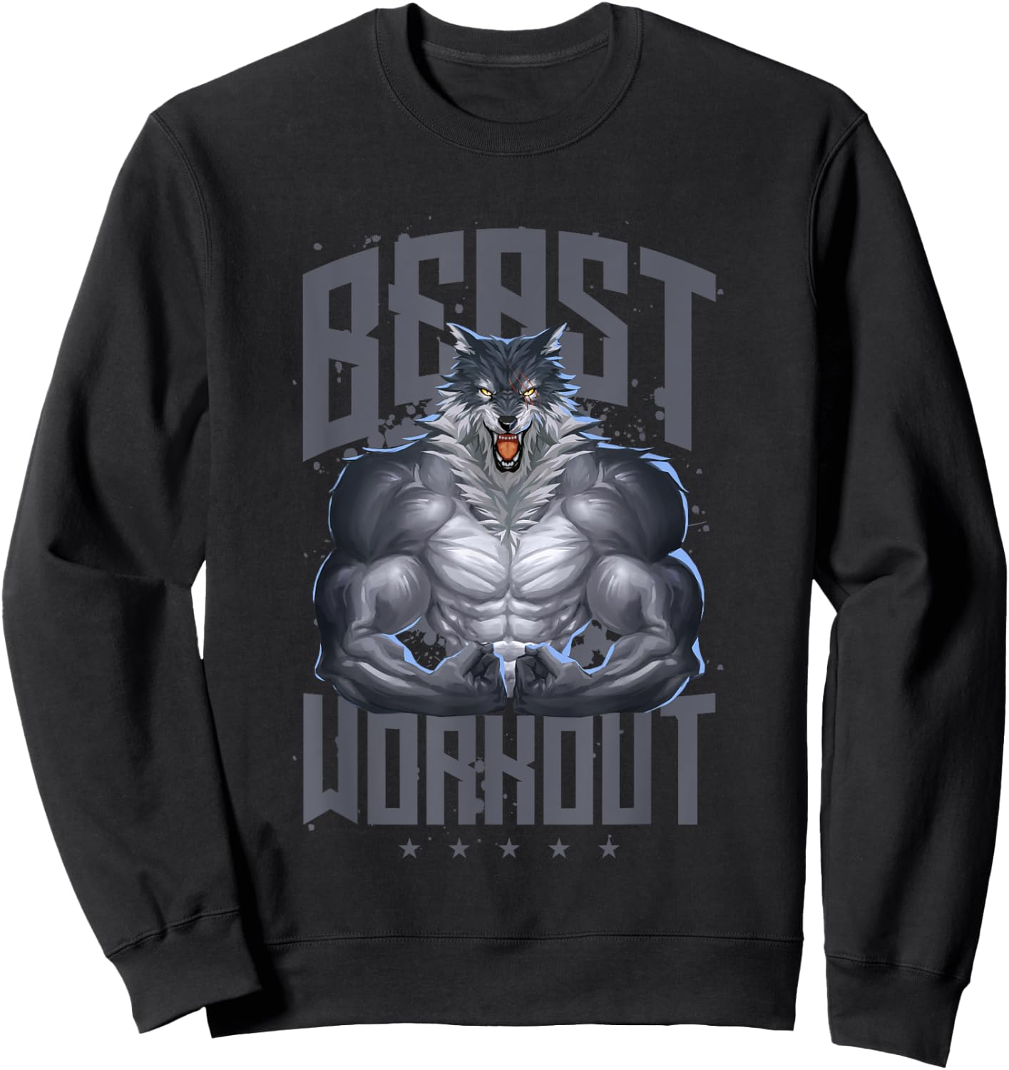 Wolf Workout Beast | Gym Fitness Bodybuilding Muscles Sweatshirt - Sweatshirt | Black