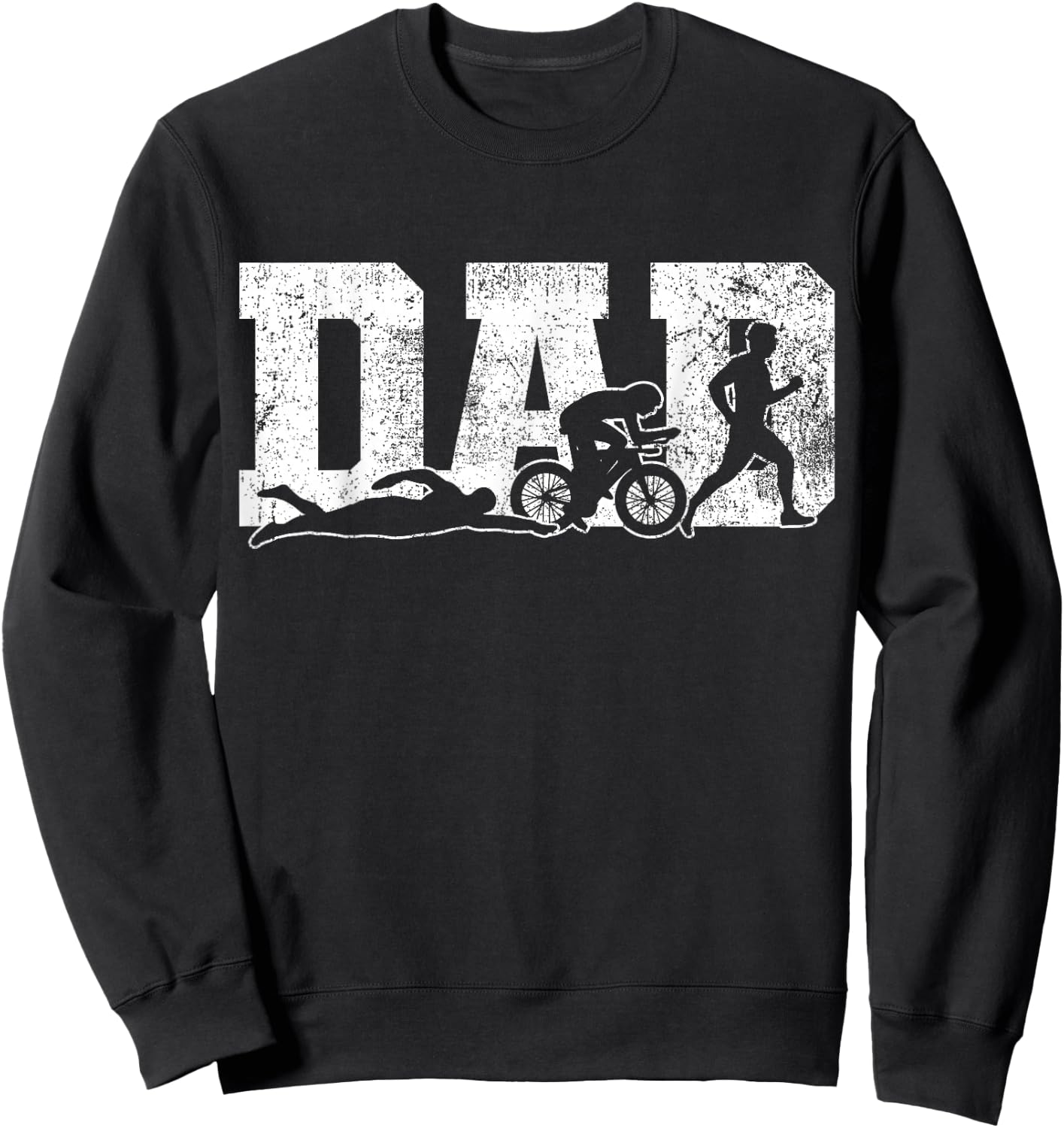 Triathlon Dad Swim Bike Run Father's Day Sweatshirt - Sweatshirt | Black