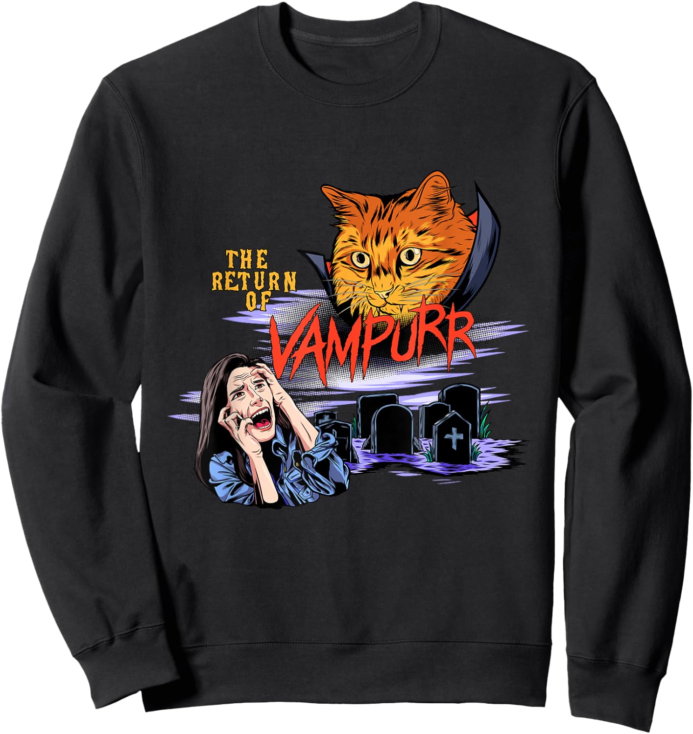 Return Of The Vampurr Cute Cat Cat Lover Cat Owner Halloween Women Kids Sweatshirt - Sweatshirt | Black