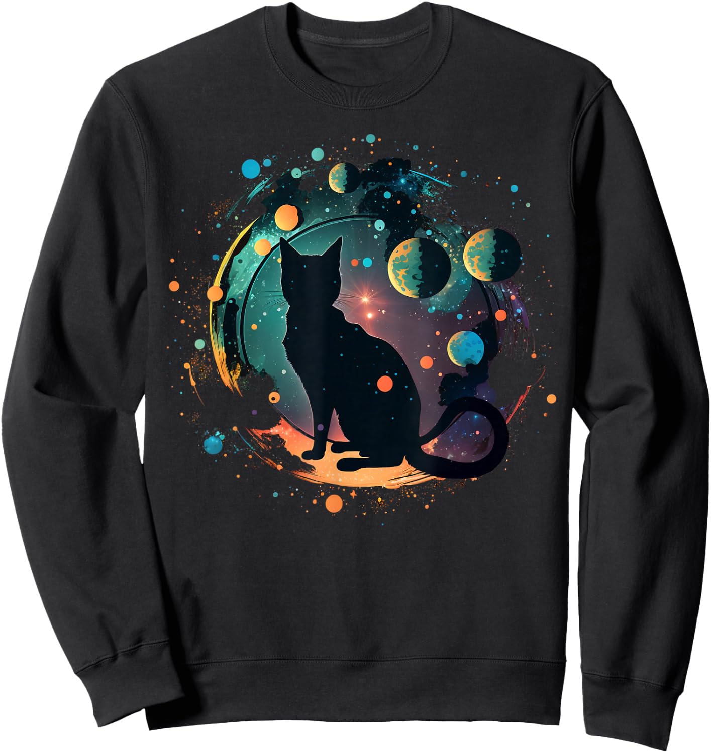 Astronaut Cat or Funny Space Cat on Galaxy Cat Women Kids Sweatshirt - Sweatshirt | Black