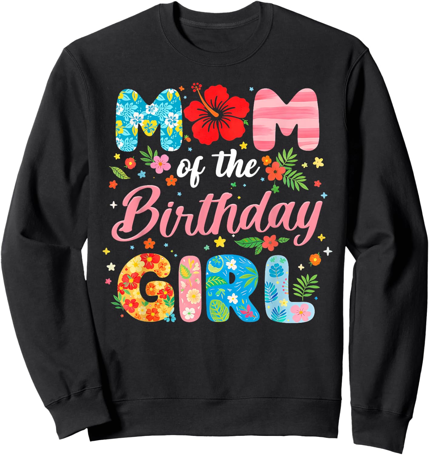 Mom of The Birthday Girl Family Summer Beach Birthday Party Sweatshirt - Sweatshirt | Black