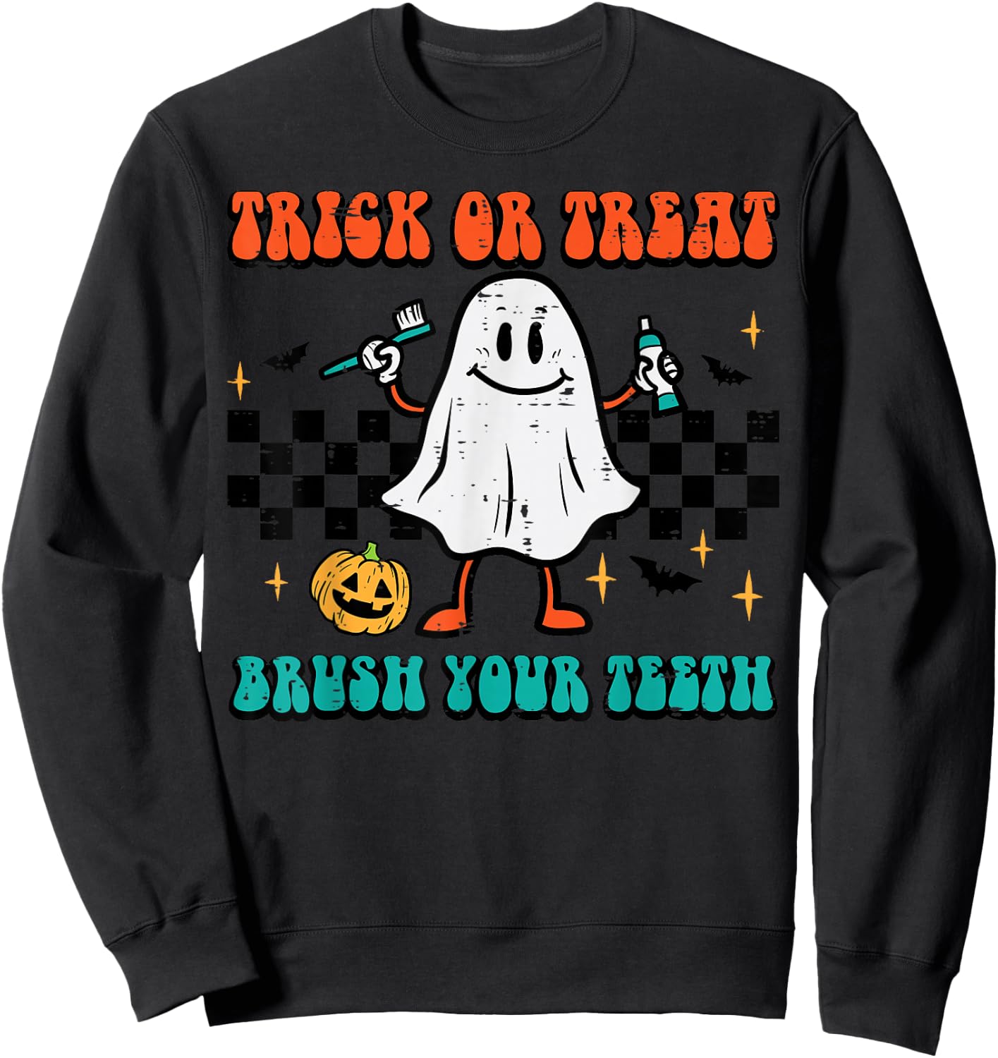 Halloween Trick Treat Brush Teeth Dentist Costume Men Women Sweatshirt - Sweatshirt | Black