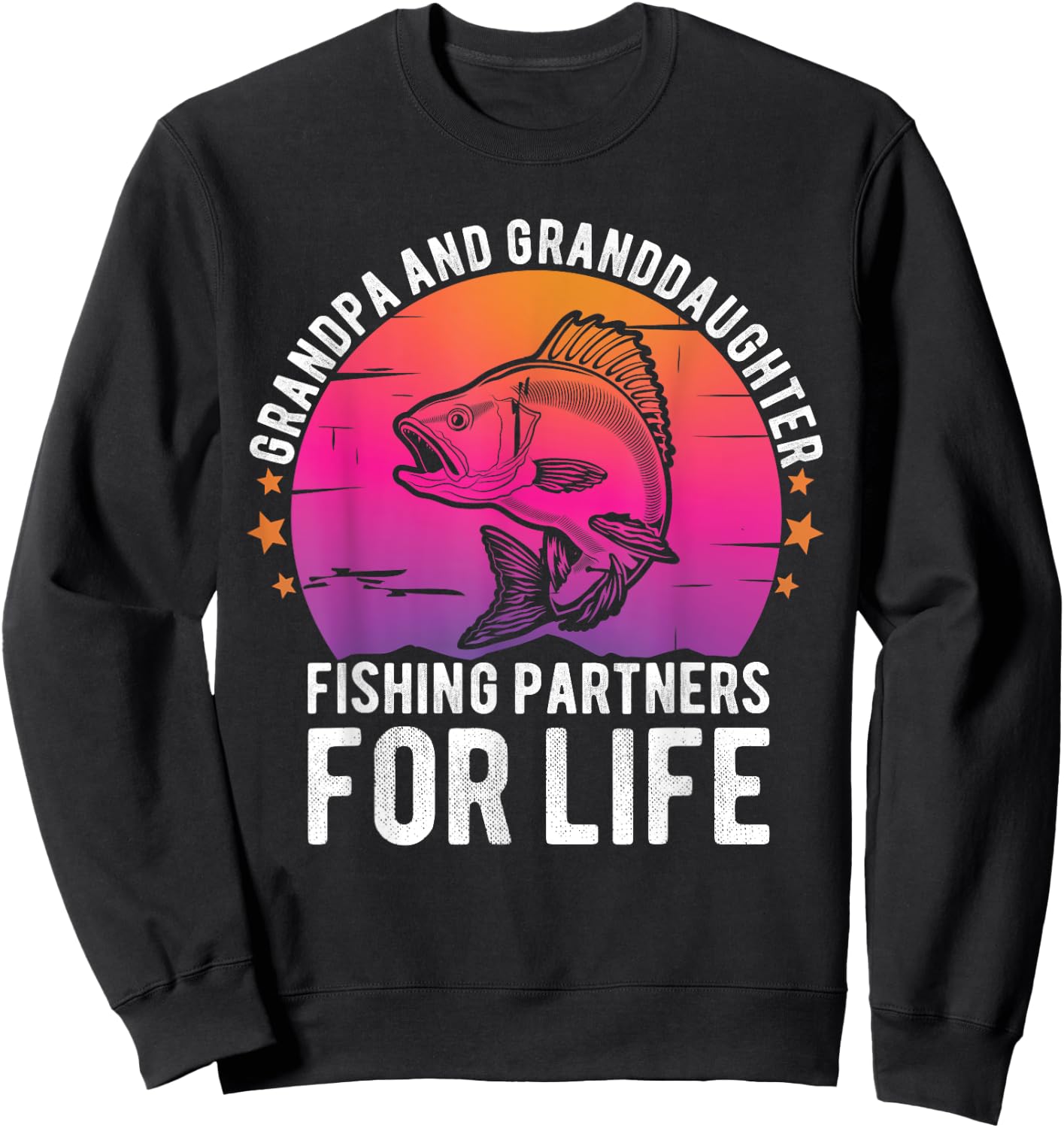 Grandpa and Granddaughter Fishing Partners For Life Fishing Sweatshirt - Sweatshirt | Black
