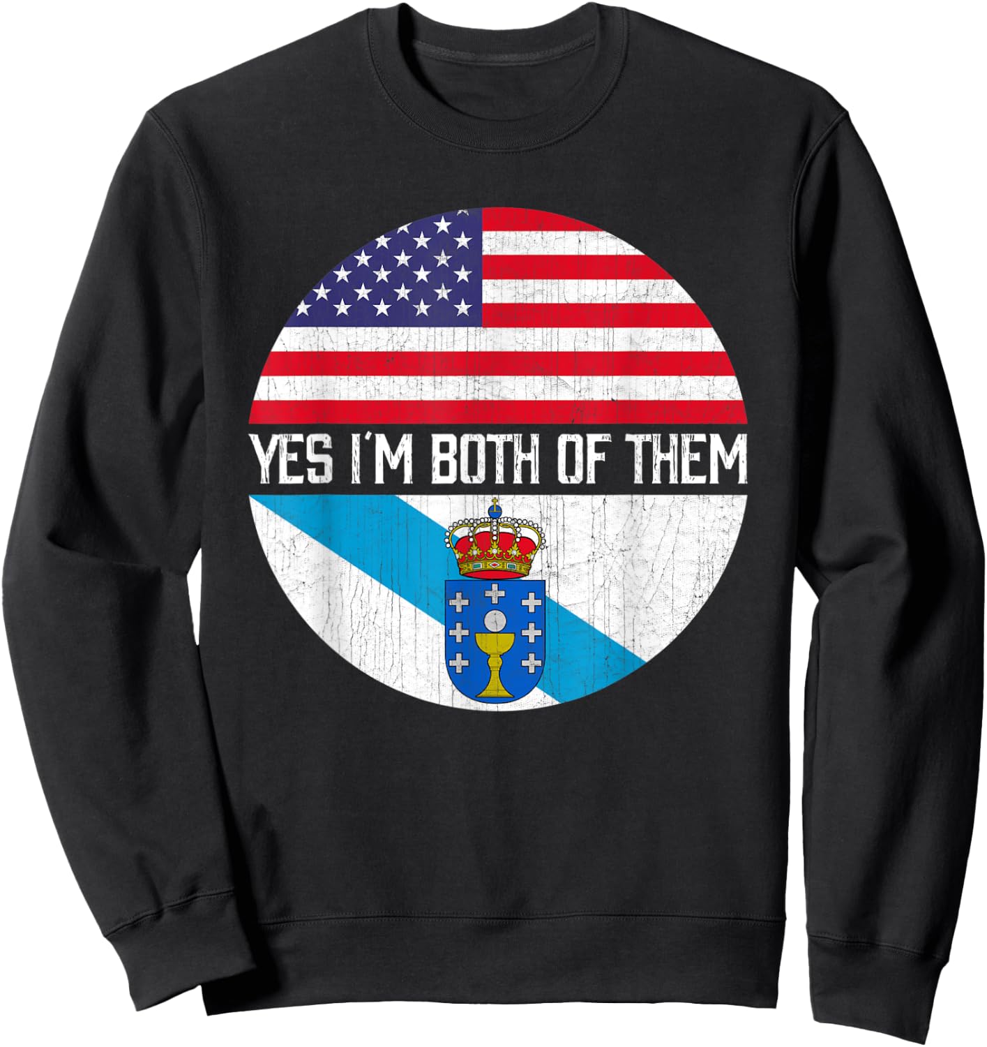 Half American Half Galician USA Flag Family Heritage Kids Men Sweatshirt - Sweatshirt | Black