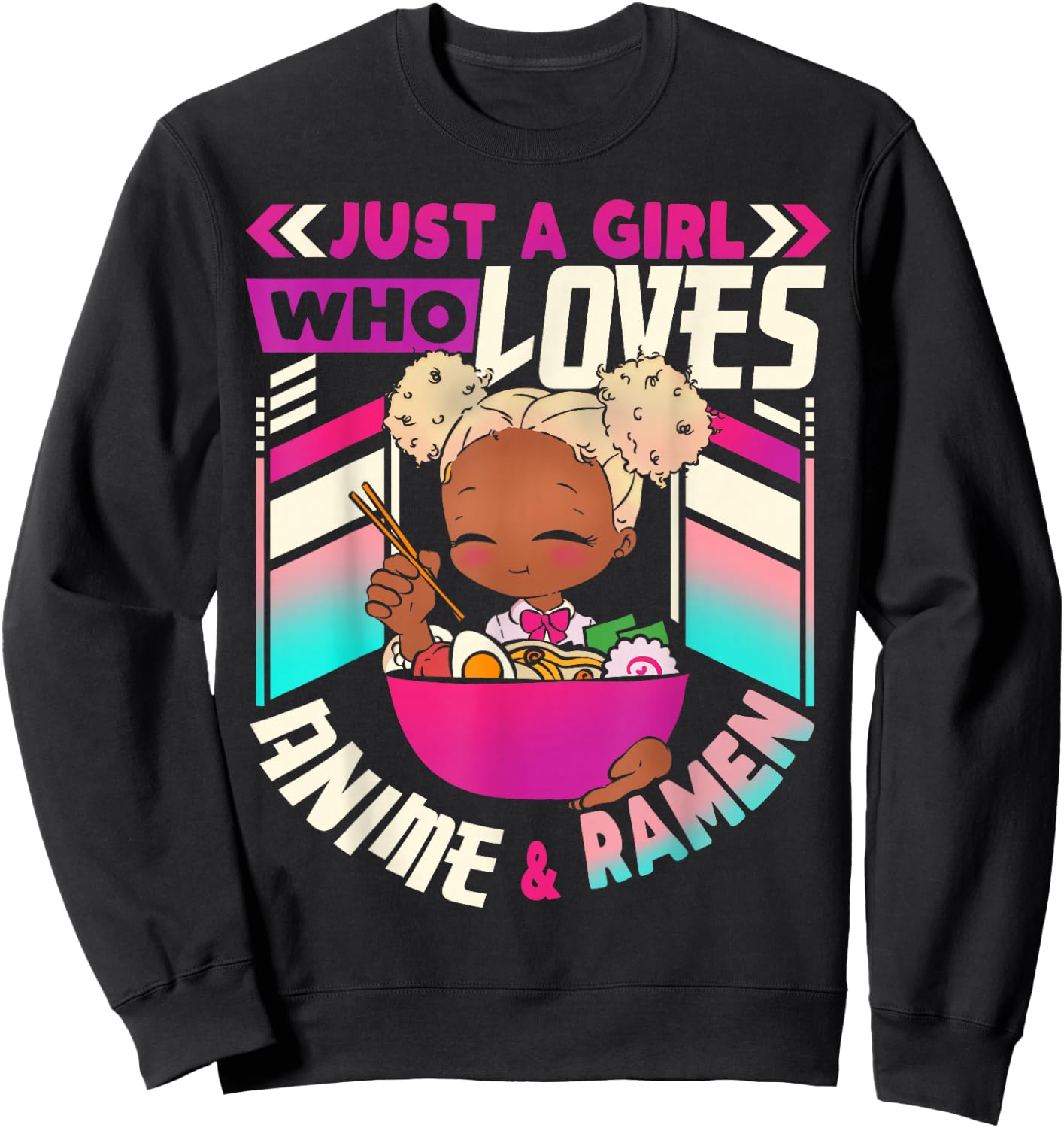Anime Ramen Black Girl Sweatshirt - Sweatshirt | Black