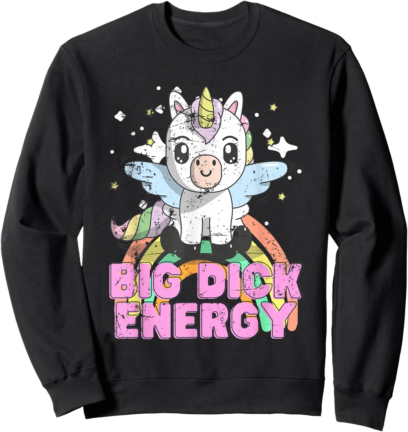 Funny Ironic Cool Unicorn Big Dick Energy Festival Anime Sweatshirt - Sweatshirt | Black