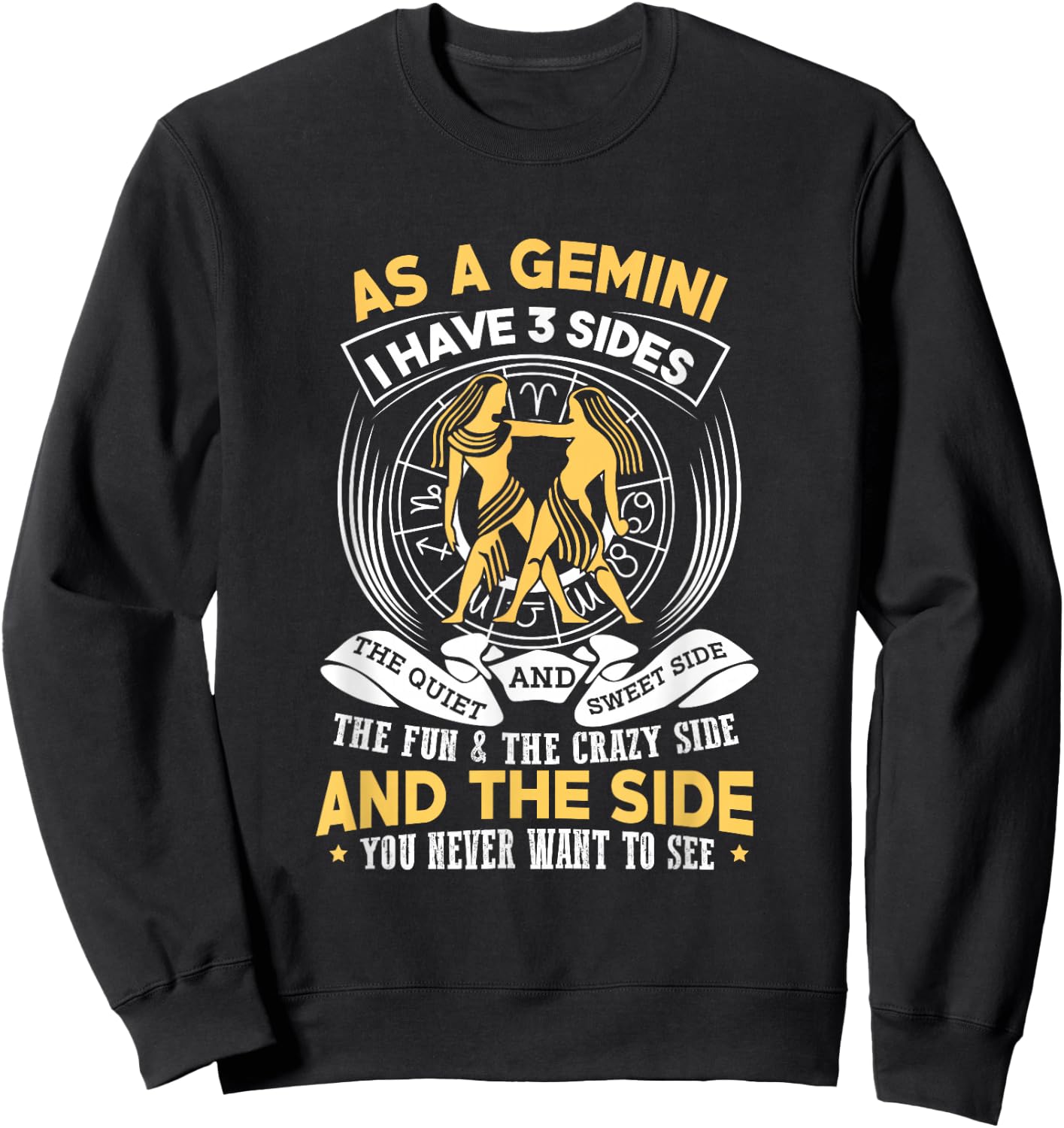 Gemini Shirt Zodiac Sign Gift Astrology Sweatshirt - Sweatshirt | Black