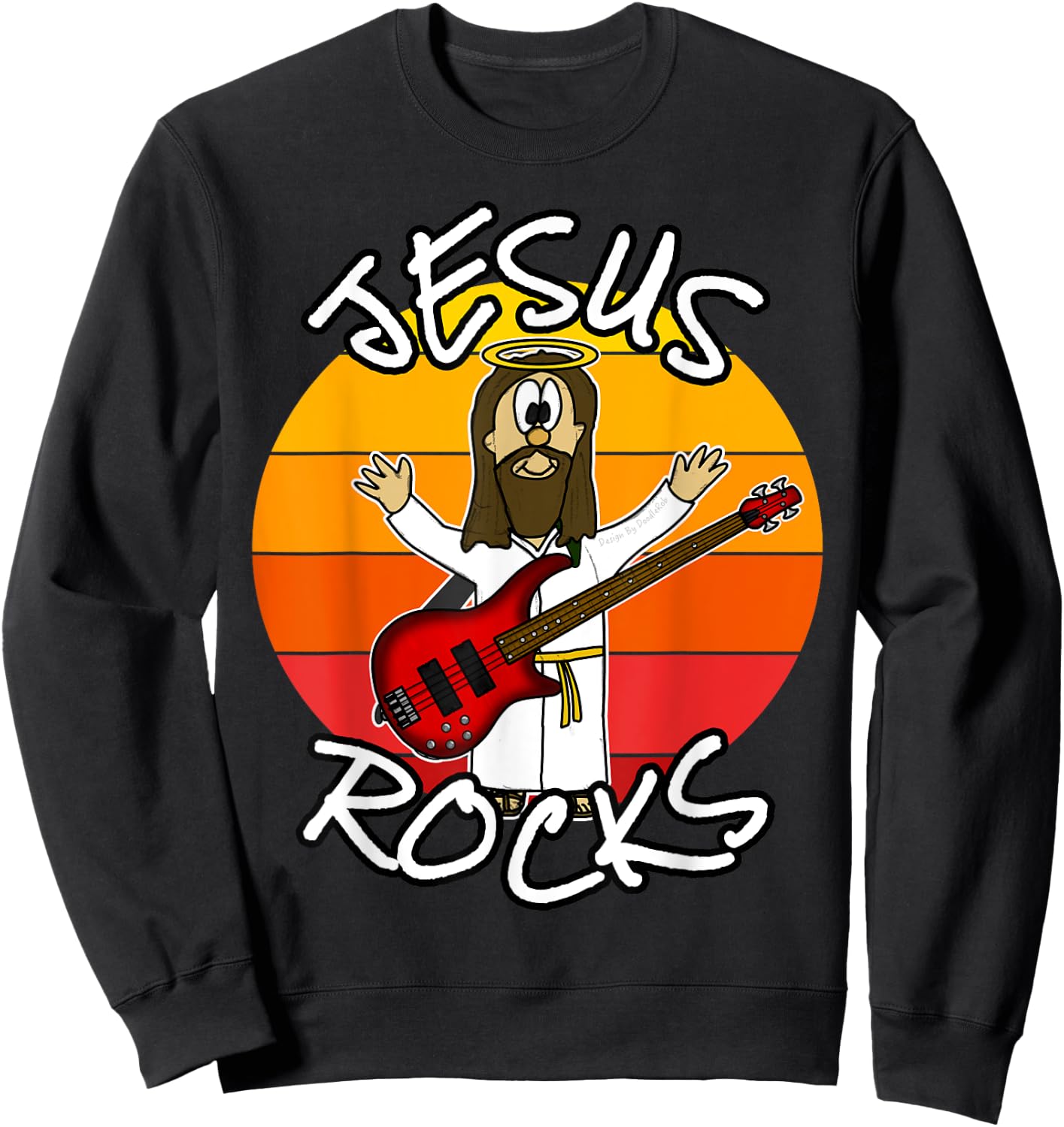 Jesus Rocks Bass Guitar, Church Bassist, Worship Musician Sweatshirt - Sweatshirt | Black