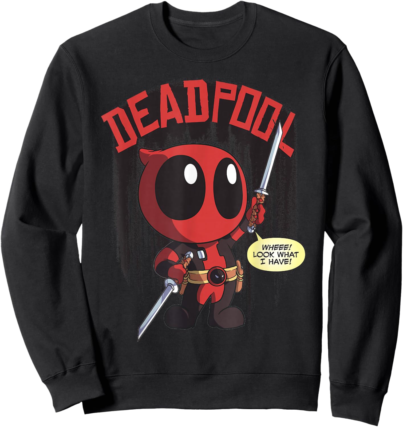 Marvel Deadpool Wheee Look What I Have Portrait Sweatshirt - Sweatshirt | Black