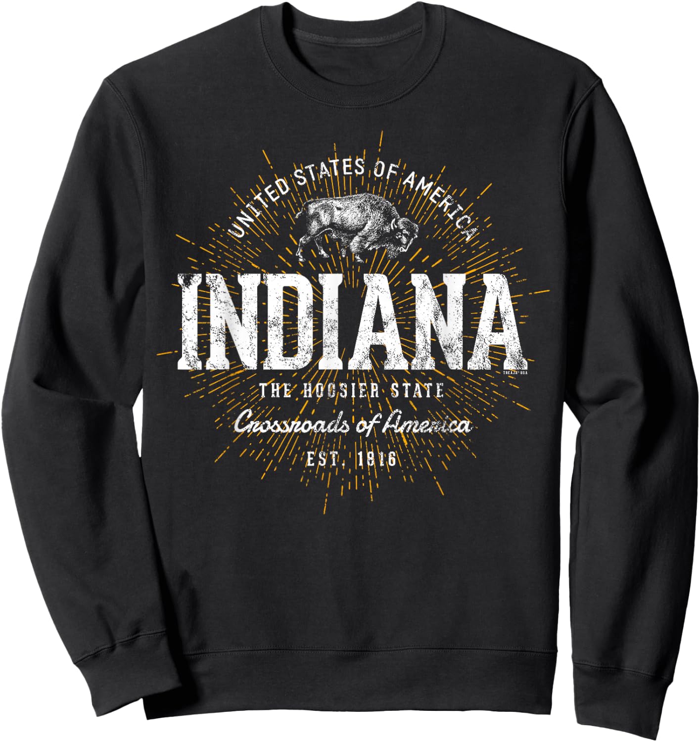 Vintage State of Indiana Retro Sweatshirt - Sweatshirt | Black