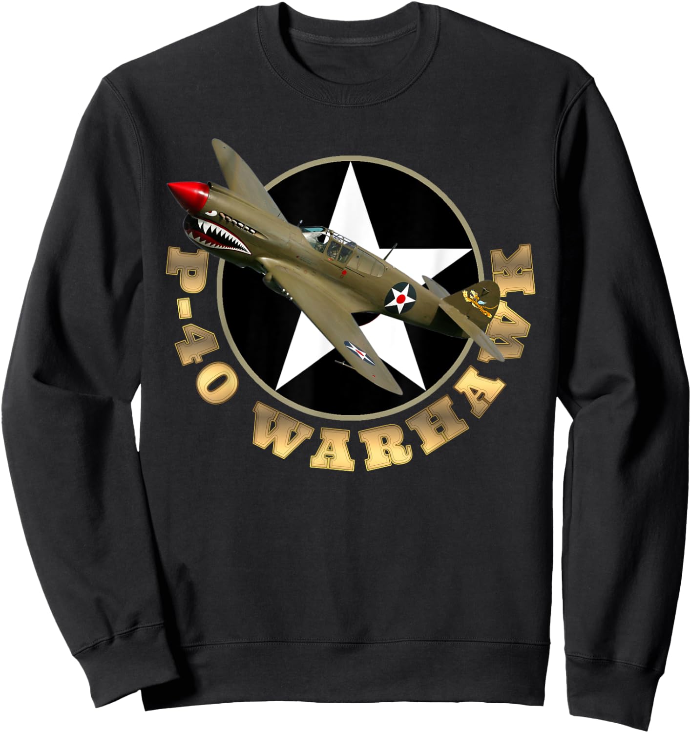 P-40 Warkhawk Fighter Aircraft WW2 Airplane Military Gift Sweatshirt - Sweatshirt | Black