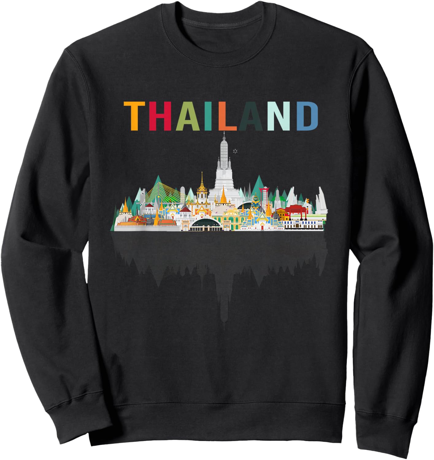 Bangkok Travel Thailand Gift -Adults Black Thai Flag Small Sweatshirt - Sweatshirt | Black