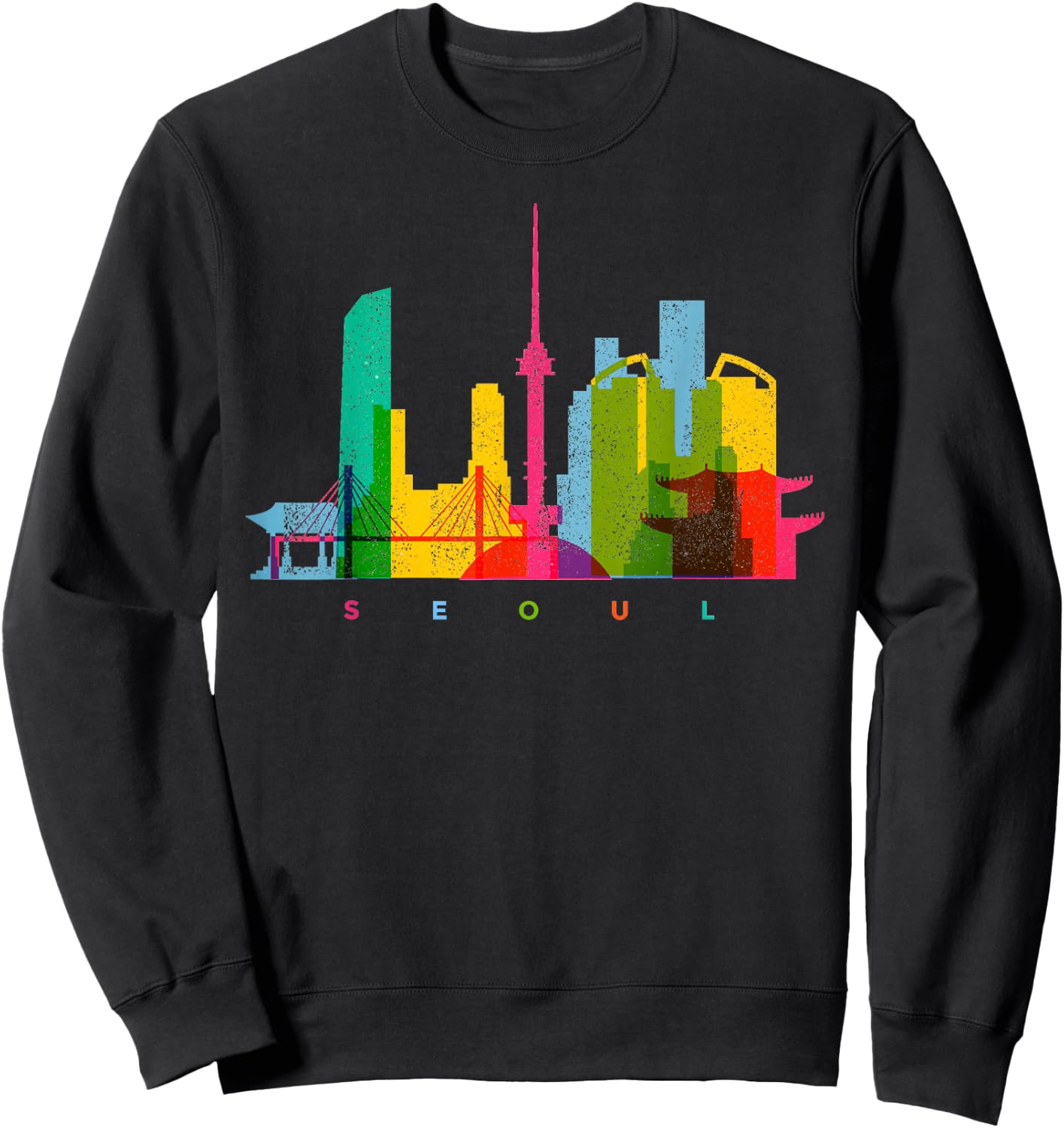Seoul Skyline South Korea Colourful Vintage Seoul Sweatshirt - Sweatshirt | Black