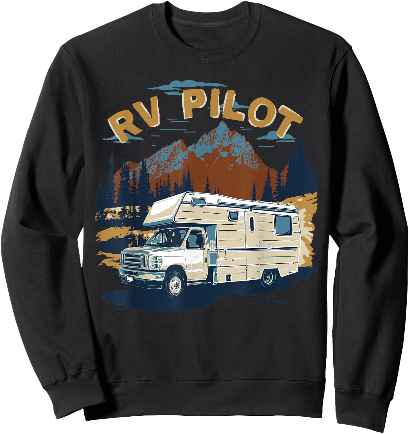 RV Road Trip Travel RV Pilot - Men's -Adults Classic Fit Short Sleeve Black - Small Sweatshirt - Sweatshirt | Black