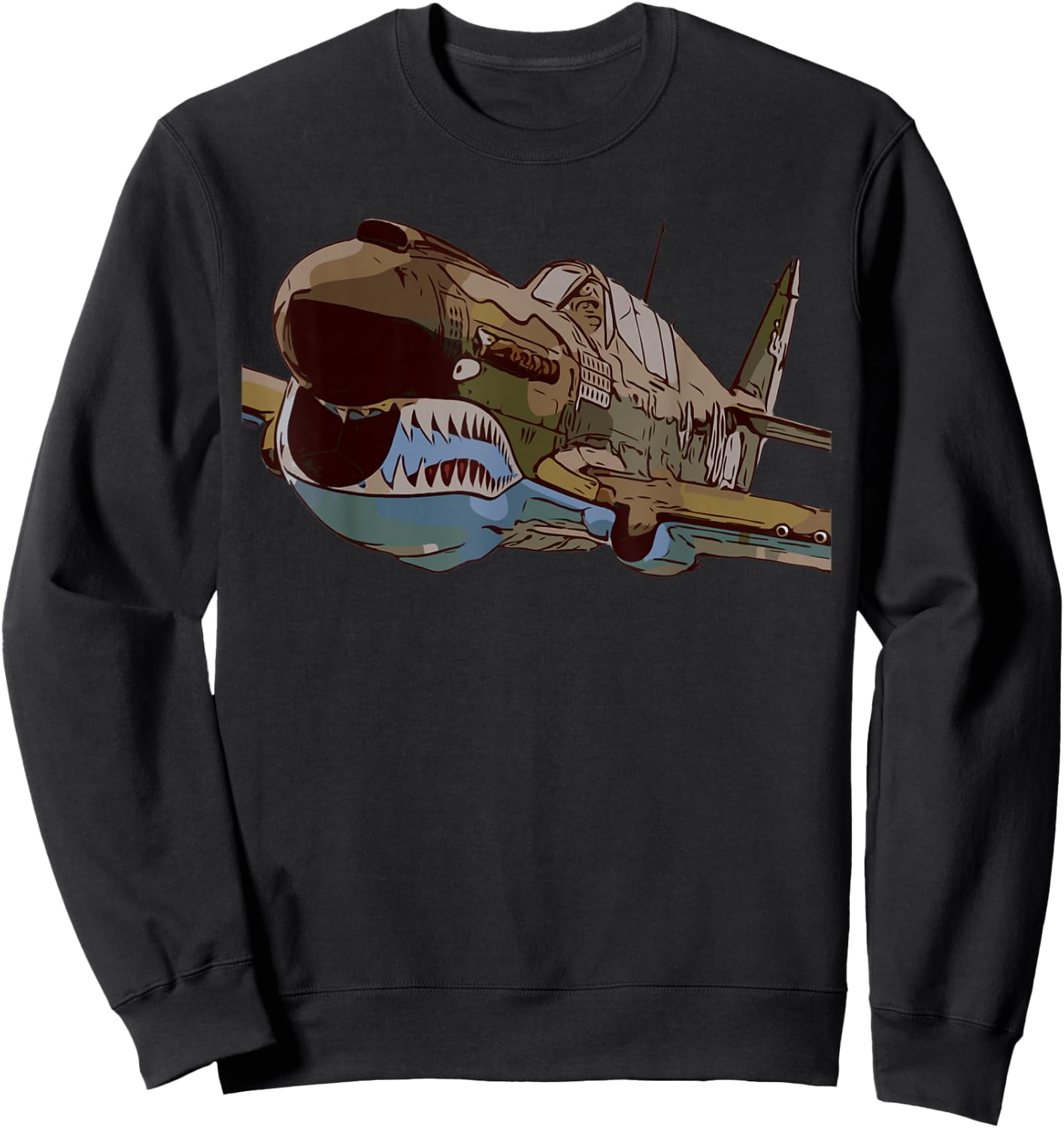 P-40 Warhawk Fighter Aircraft WW2 Plane Spotting Spotter Sweatshirt - Sweatshirt | Black