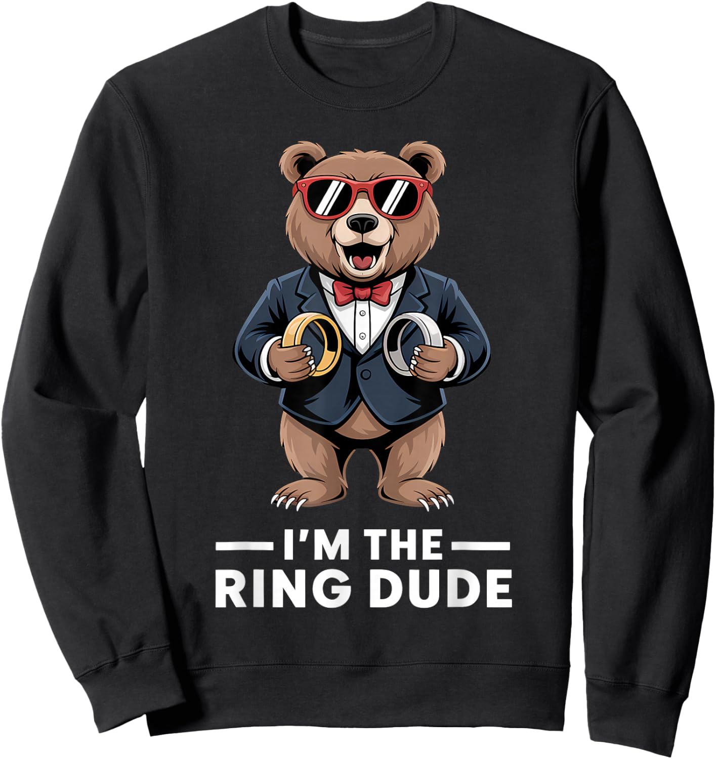Ring Bearer Ring Security Funny Wedding Party Bear Ring Dude Sweatshirt - Sweatshirt | Black