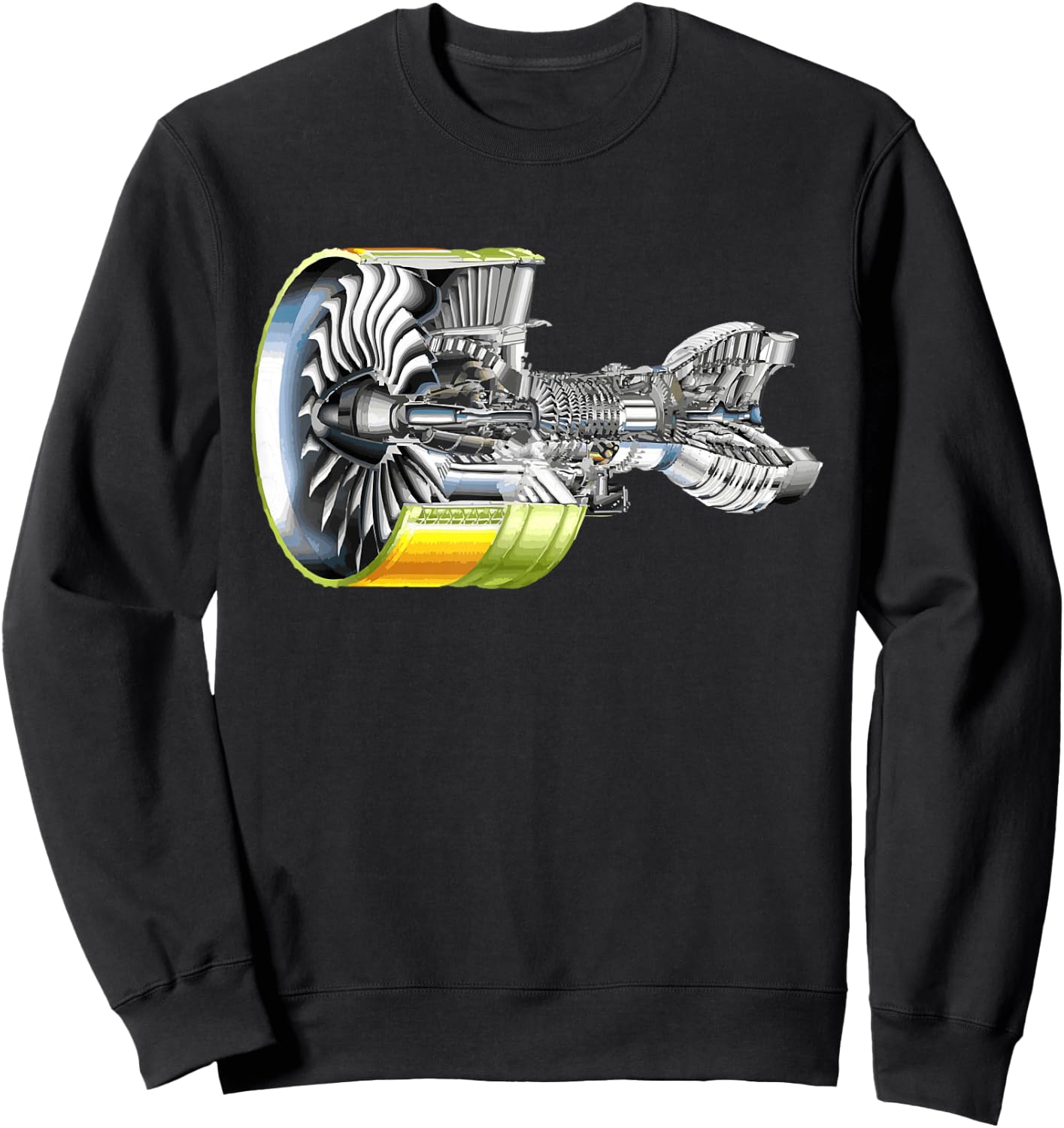 Aircraft Jet Engine Realistic Airplane Pilot Lover Gift Sweatshirt - Sweatshirt | Black