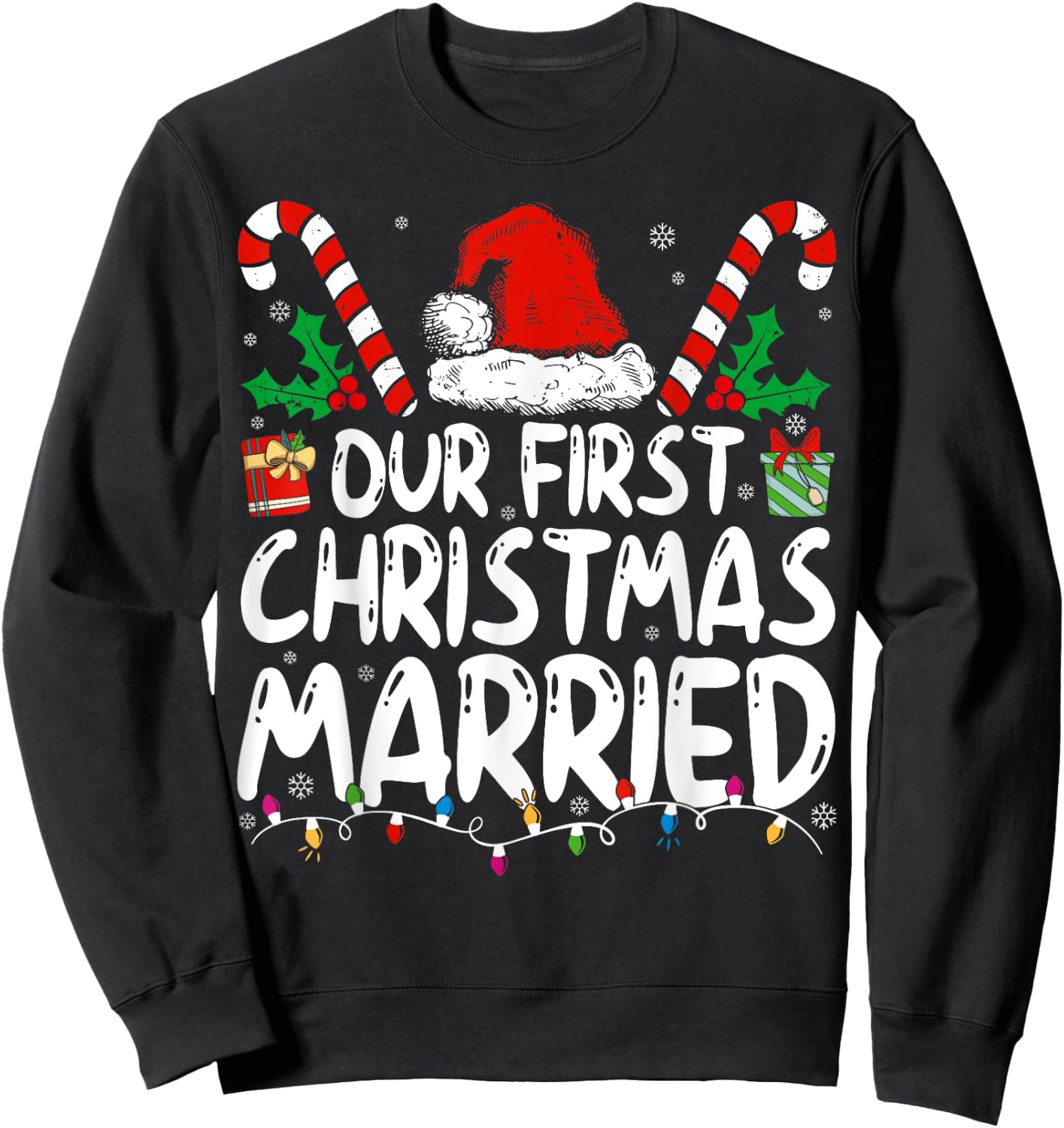 Our First Christmas Married As Mr and Mrs Couples Matching Sweatshirt - Sweatshirt | Black