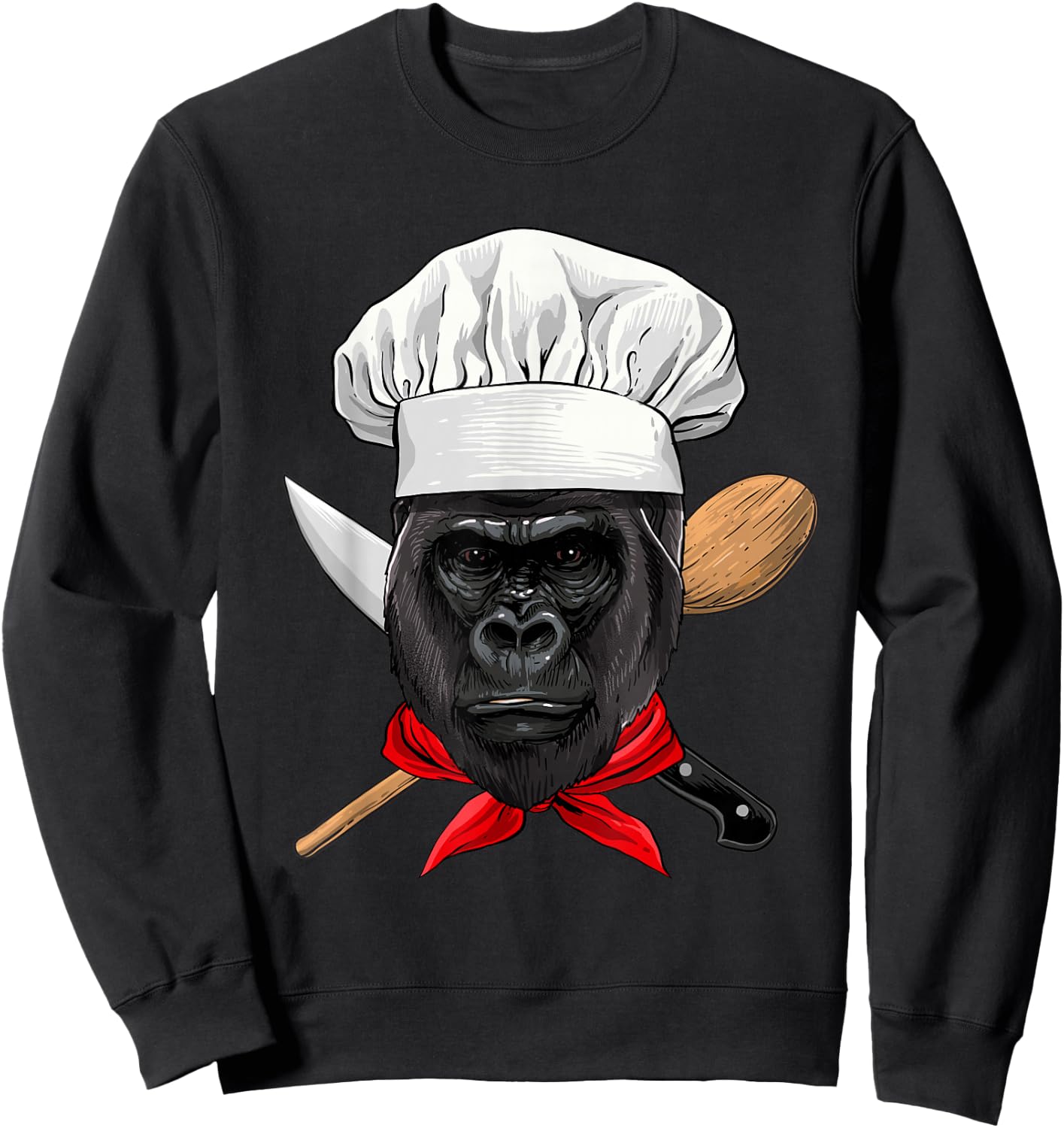 Gorilla Chef Great Ape Gorilla Primate Animal, Cooking Lover Sweatshirt - Sweatshirt | Black