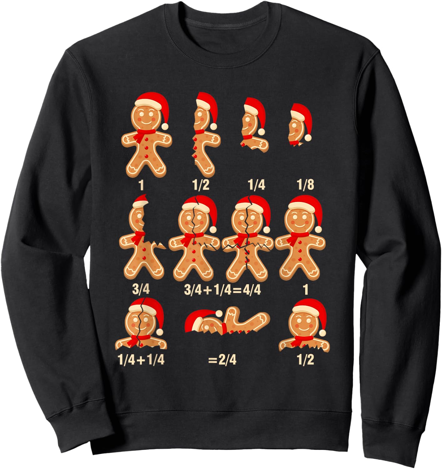 Christmas Math Teacher Equation Gingerbread With Santa Hat Men Women Sweatshirt - Sweatshirt | Black