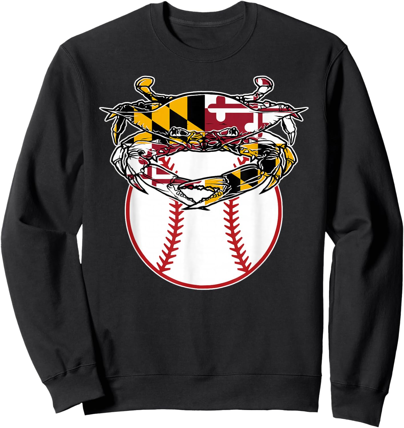 Maryland Crab State Pride Flag Gift - Baseball & Blue Crab Sweatshirt - Sweatshirt | Black