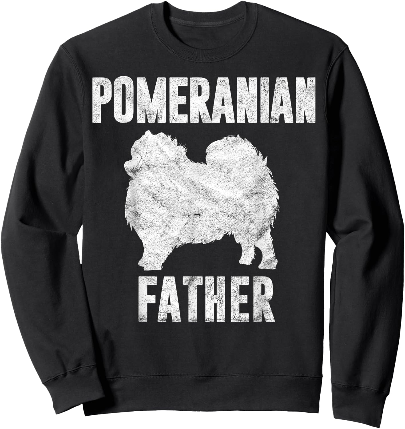 Vintage Pomeranian Dad Gift Papa Pompom Dog Father Pet Lover Men Women Kids Sweatshirt - Sweatshirt | Black