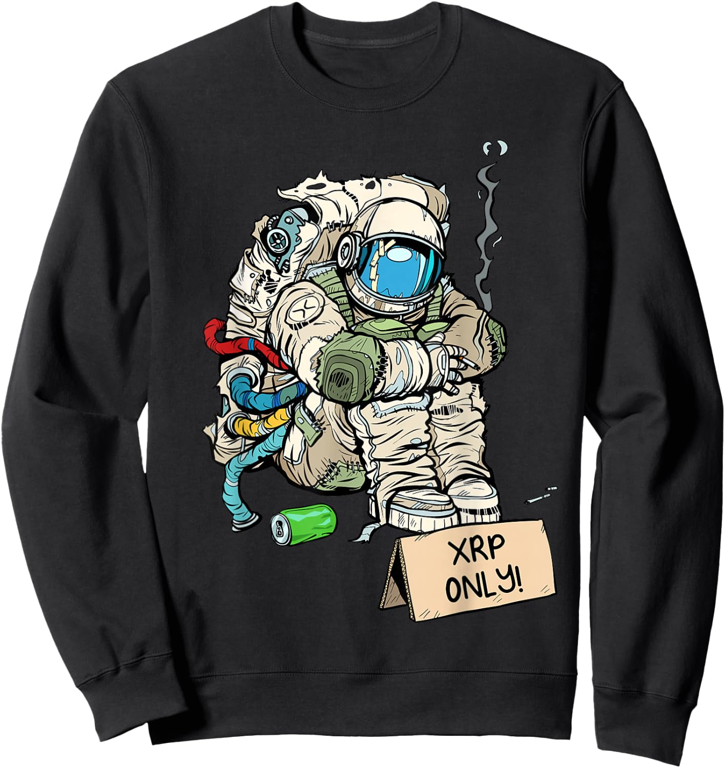 Cryptocurrency Talk - Astronaut Hodler Begging For XRP Sweatshirt - Sweatshirt | Black