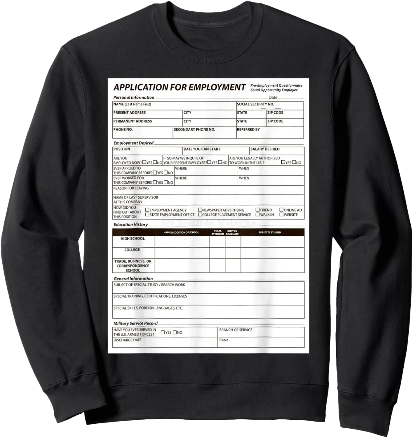 Funny Scary Halloween Costume Job Application Trick or Treat Sweatshirt - Sweatshirt | Black