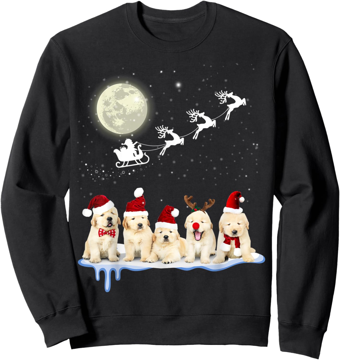 Golden Retriever Puppy Christmas Santa Sweatshirt - Sweatshirt | Black