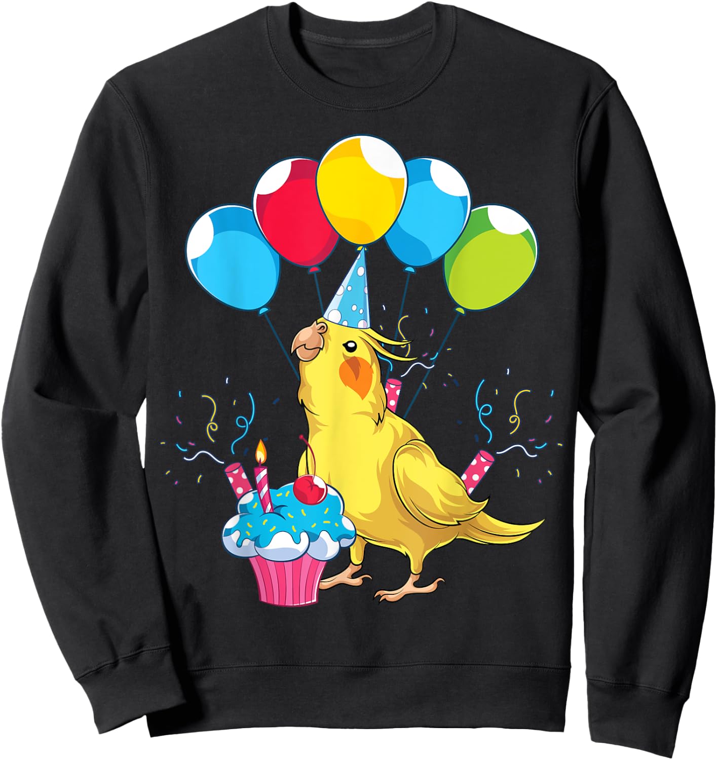 Bird Lover Birthday Party Animal Lover Parrot Cute Cockatiel Sweatshirt - Sweatshirt | Black