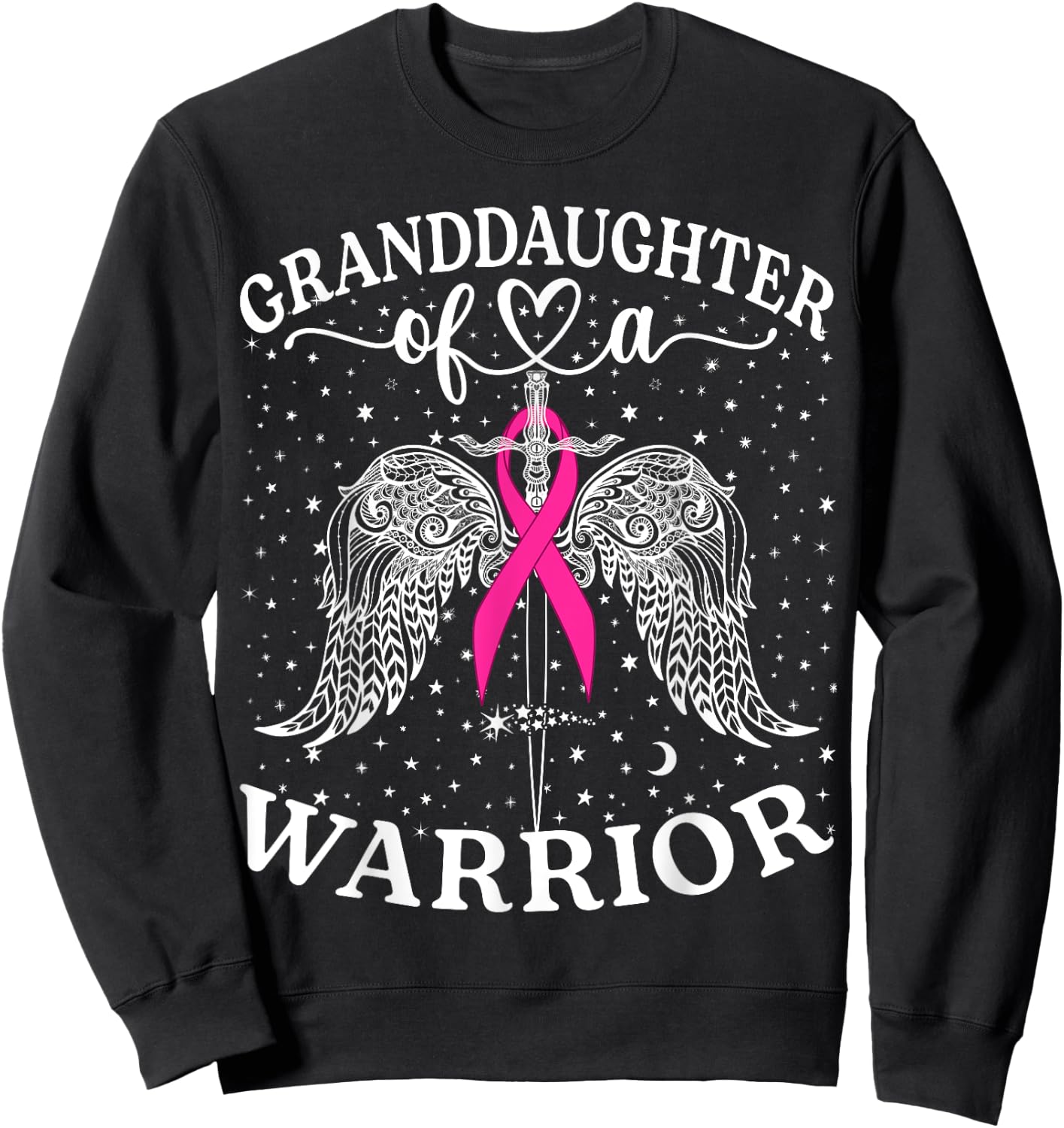 Granddaughter Of A Warrior Breast Cancer Awareness Support Sweatshirt - Sweatshirt | Black