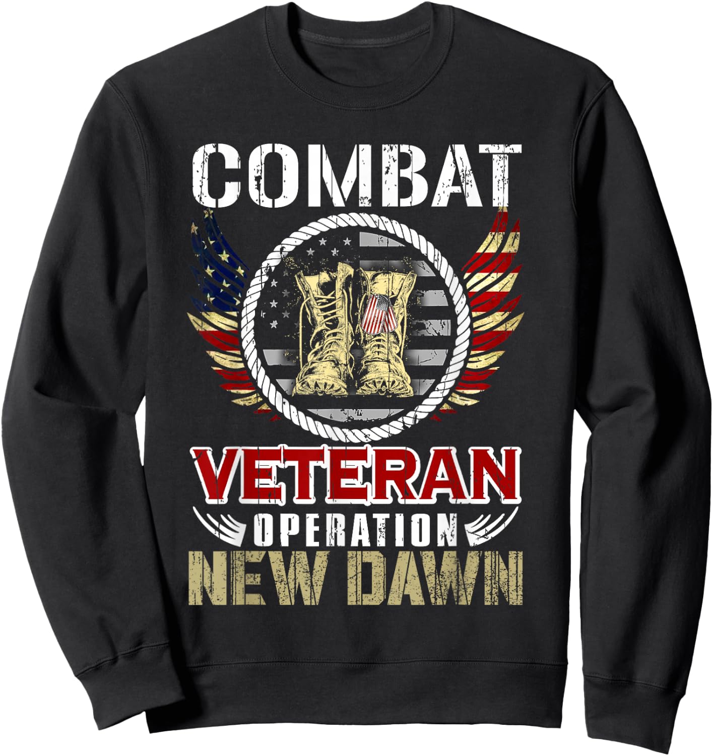 Combat Veteran New Dawn American Military Sweatshirt - Sweatshirt | Black