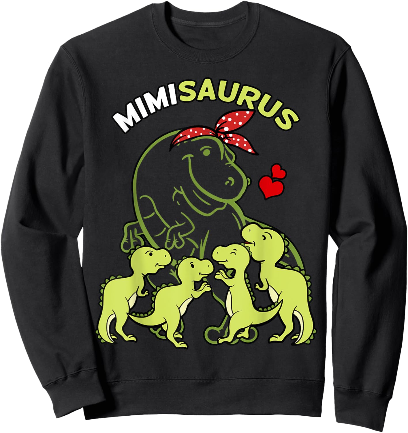 Mimisaurus Mimi 4 Kids Dinosaur Mother's Day Sweatshirt - Sweatshirt | Black