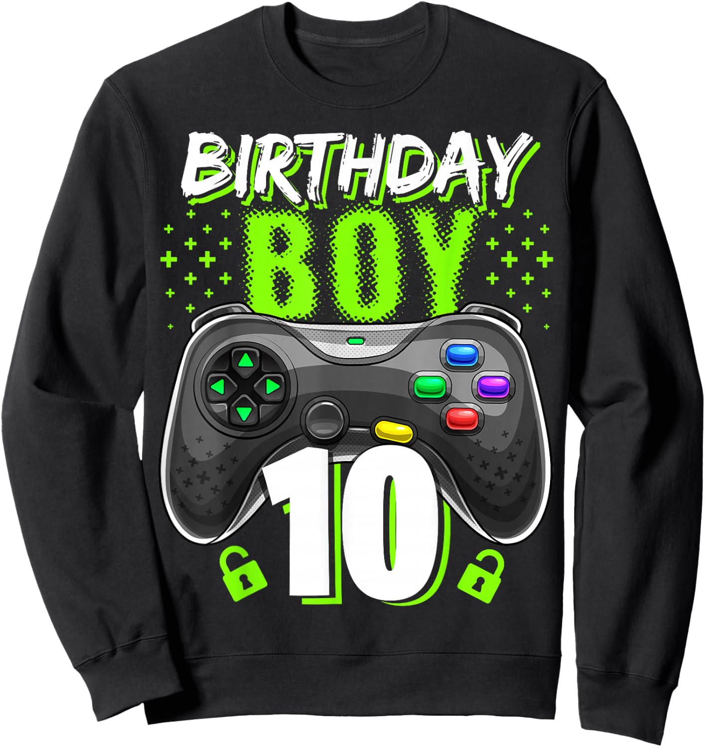 Birthday Boy 10 Video Game Controller Gamer 10th Birthday Sweatshirt - Sweatshirt | Black