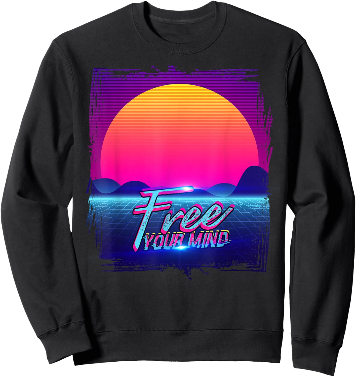 Free Your Mind Aesthetic Vaporwave Art Sweatshirt - Sweatshirt | Black