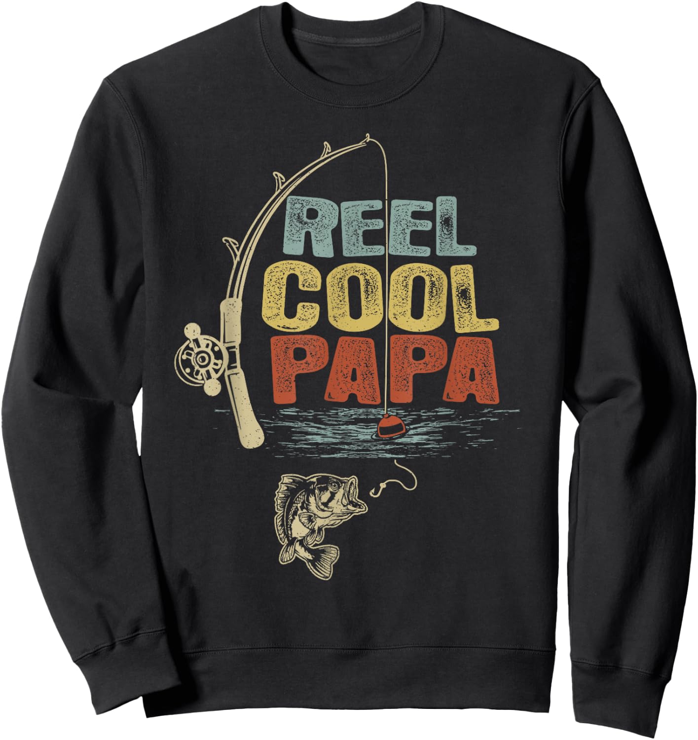 Funny Fisherman Vintage Reel Cool Papa Sweatshirt - Sweatshirt | Black