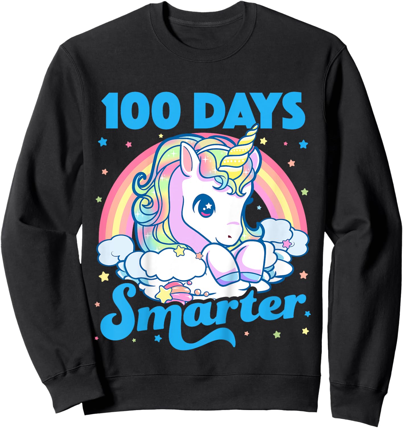 Kids 100 Days Smarter Unicorn Girls Teacher 100th Day of School Sweatshirt - Sweatshirt | Black