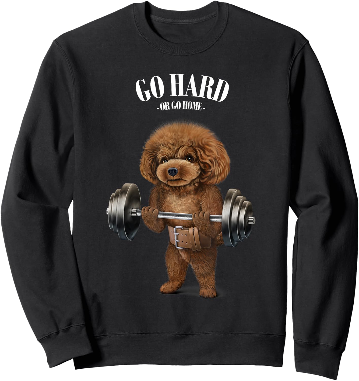 Poodle Dog Weightlifting in Fitness Gym Sweatshirt - Sweatshirt | Black