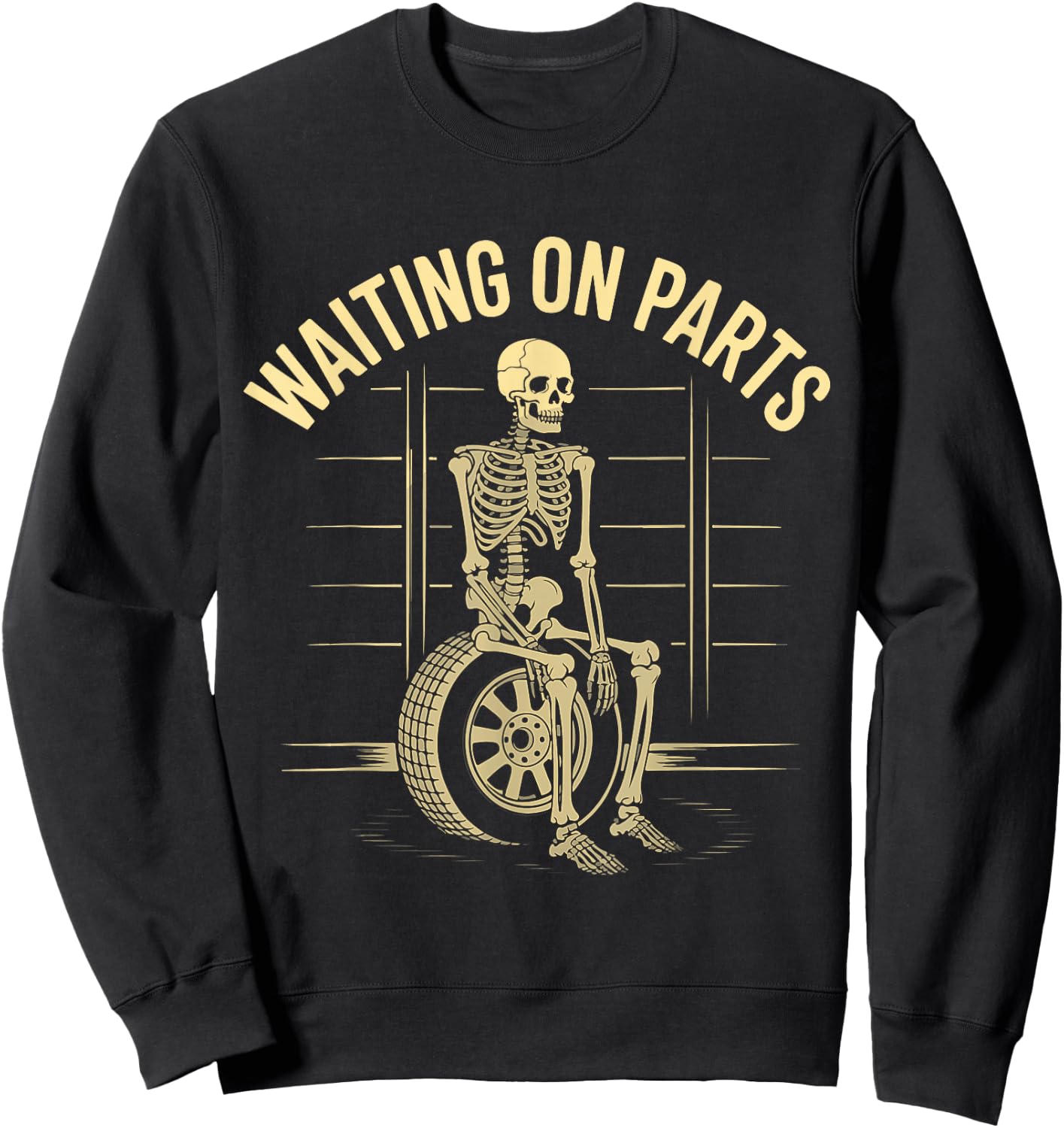 Funny Waiting On Parts Mechanic Skeleton Auto Repair Life Sweatshirt - Sweatshirt | Black