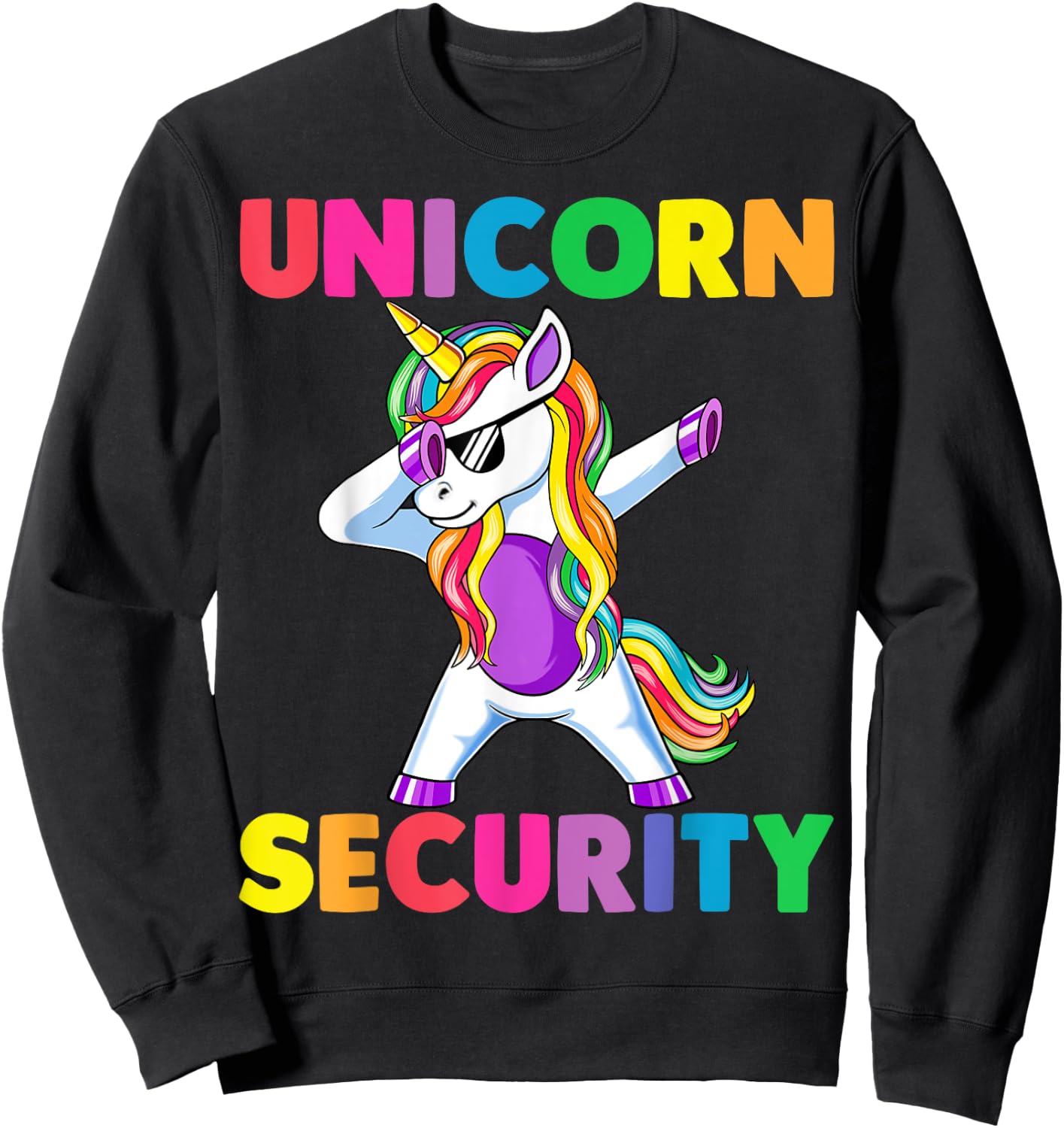 Halloween Dad Mom Daughter Adult Costume, Unicorn Security Sweatshirt - Sweatshirt | Black