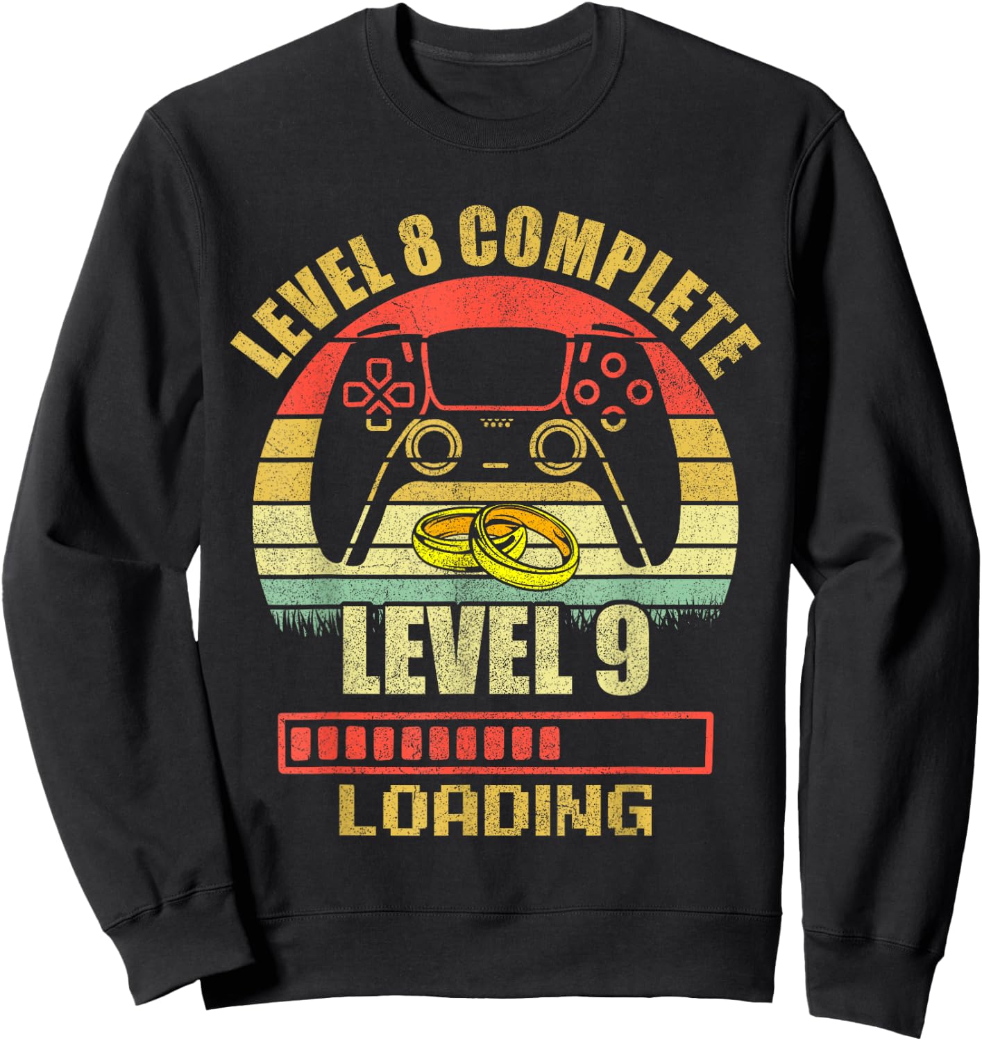 Couples Shirts Level 8 Complete Wedding Anniversary Sweatshirt - Sweatshirt | Black
