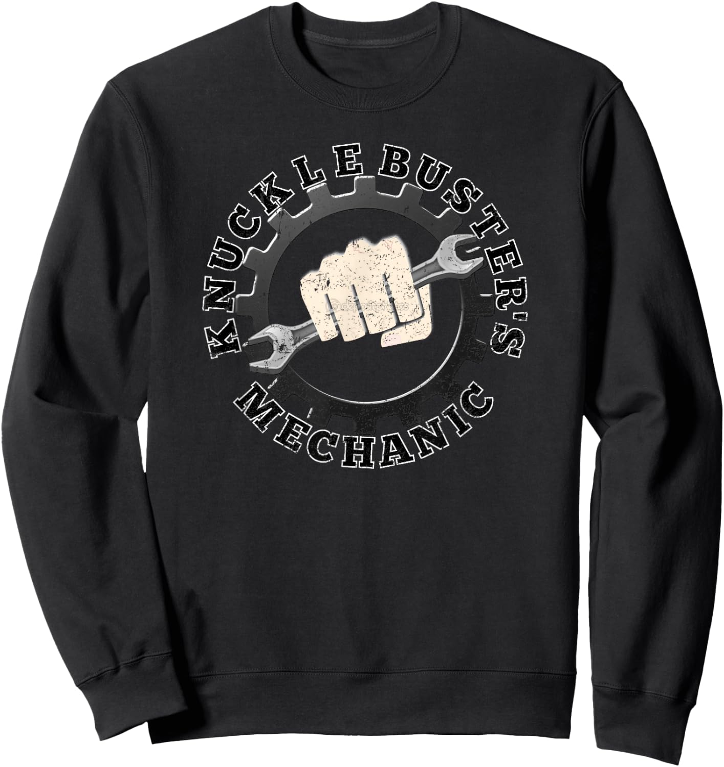 Knuckle Buster's Mechanic Distressed Graphics Sweatshirt - Sweatshirt | Black