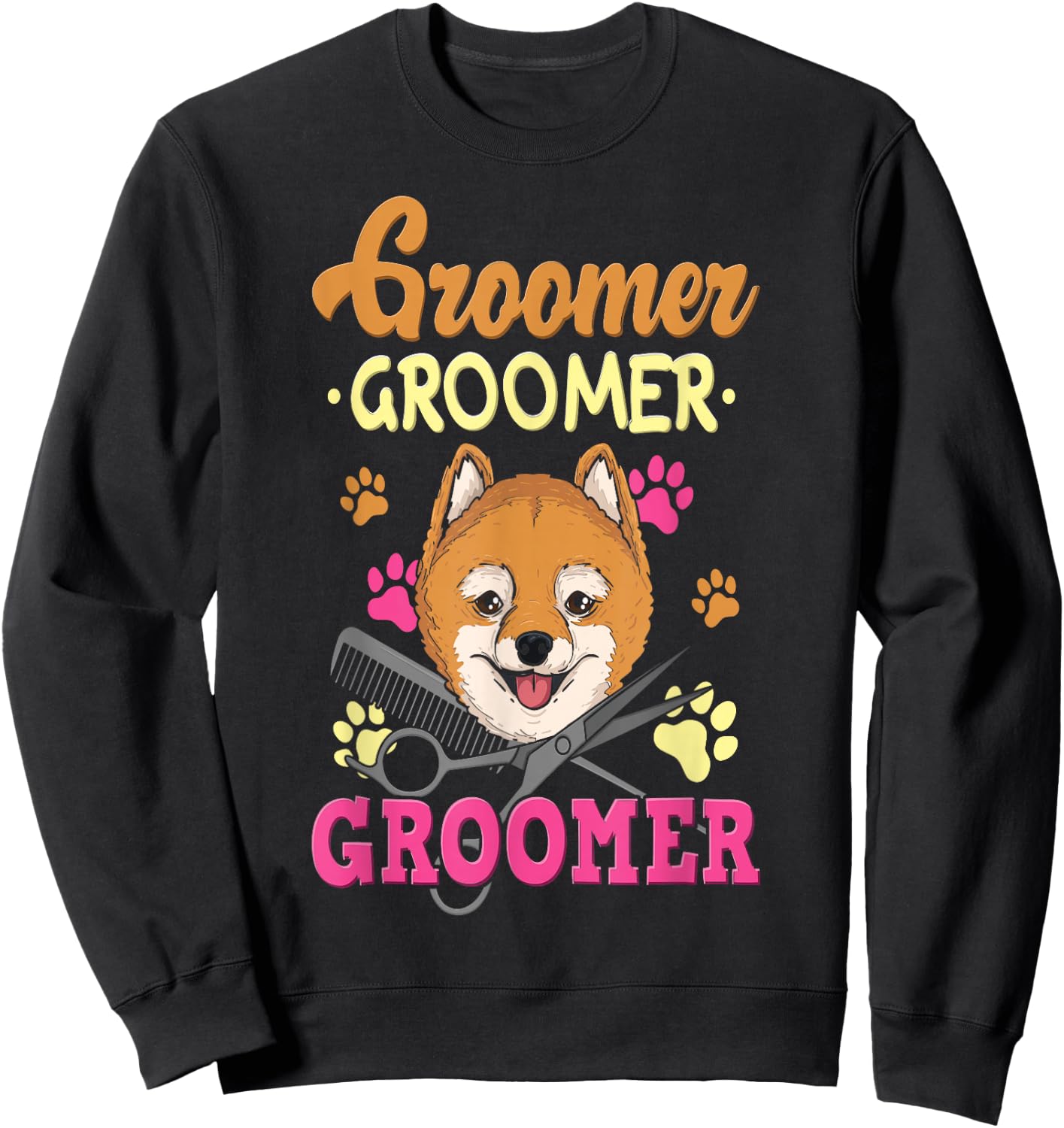 Pet Groomer I Dog Grooming Uniform I Dog Groomer Sweatshirt - Sweatshirt | Black