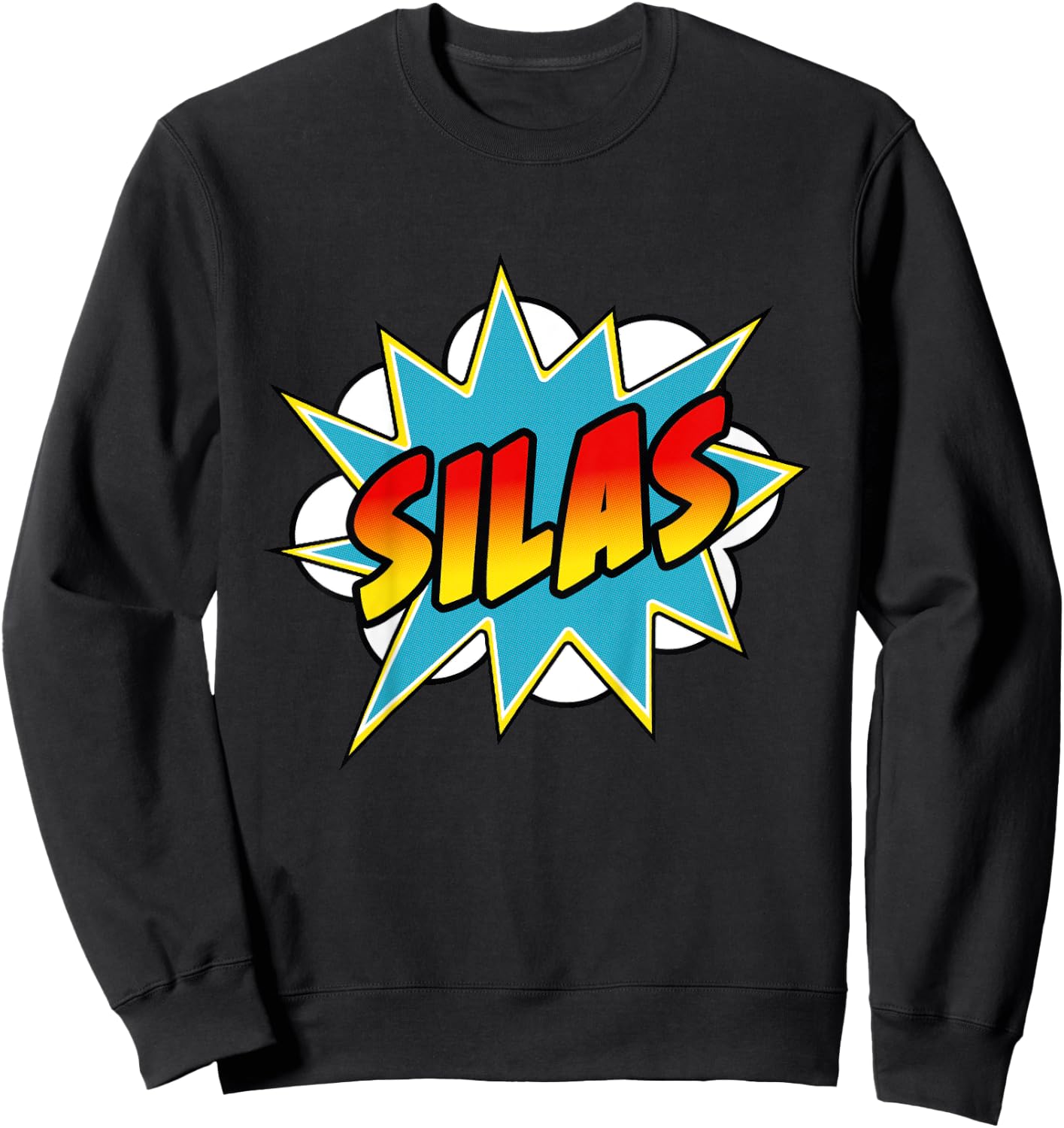 Kids Boys Silas Name Comic Book Superhero Sweatshirt - Sweatshirt | Black