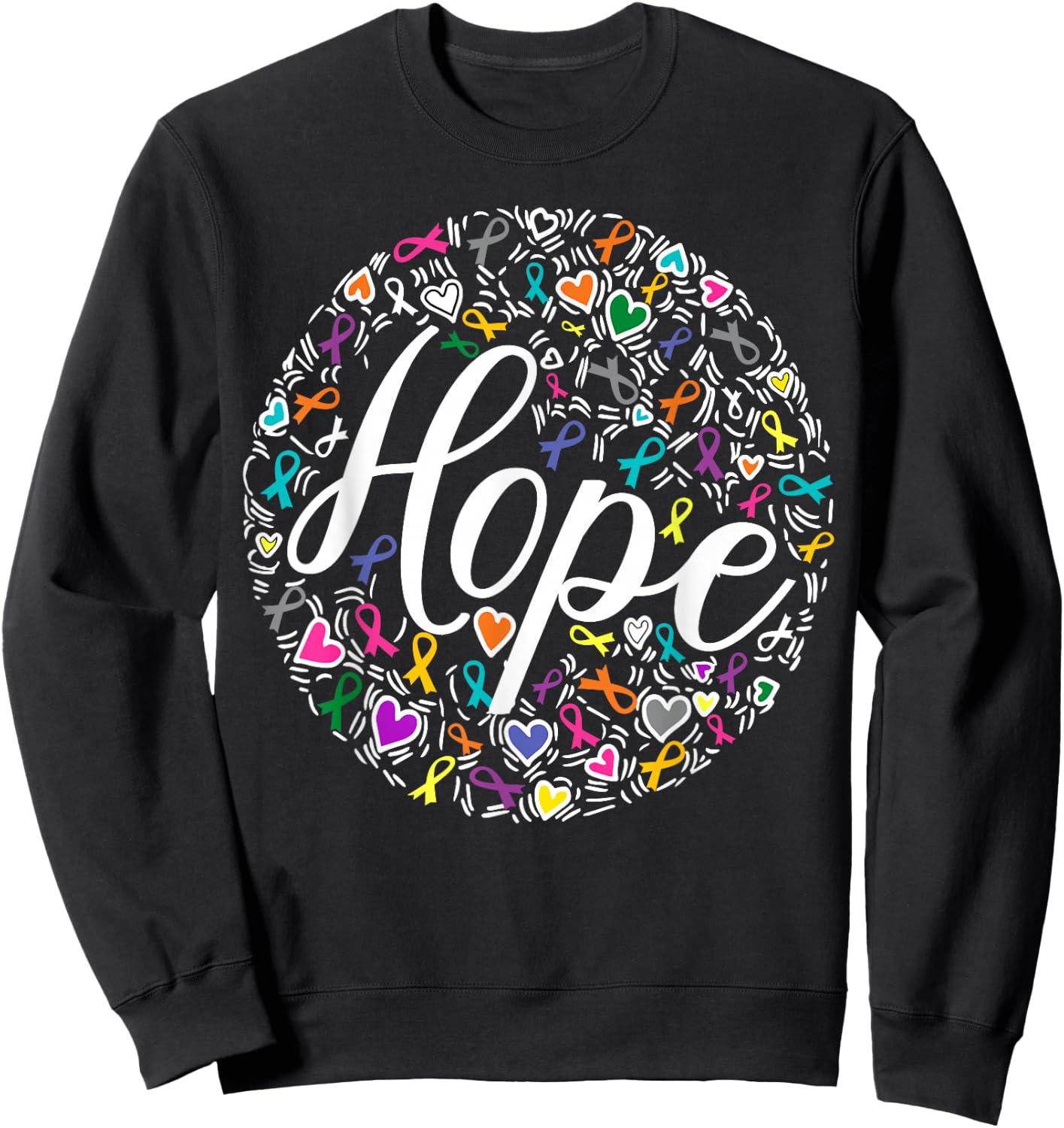 All Cancer Awareness Pink Grey Ribbon Hope Survivor Sweatshirt - Sweatshirt | Black