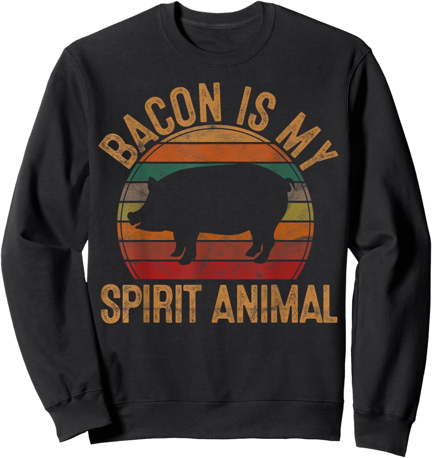 Bacon is My Spirit Animal Gift Retro BBQ Costume Pork Grill Sweatshirt - Sweatshirt | Black