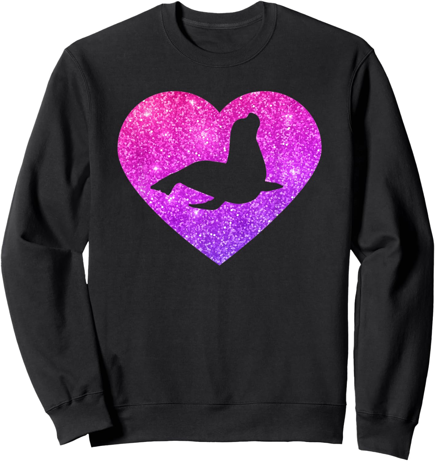 Cute Sea Lion Heart Gift Girls Teens And Women Sweatshirt - Sweatshirt | Black