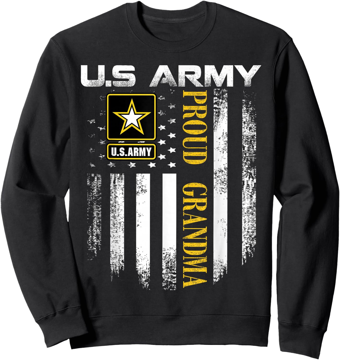 Vintage U.S. Army Proud Grandma with American Flag Gift Sweatshirt - Sweatshirt | Black