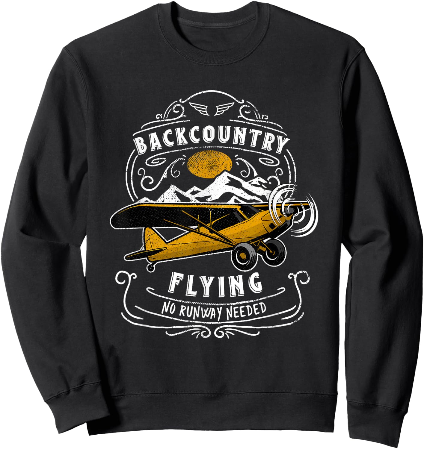 STOL Bush Plane Backcountry Flying Vintage Sweatshirt - Sweatshirt | Black