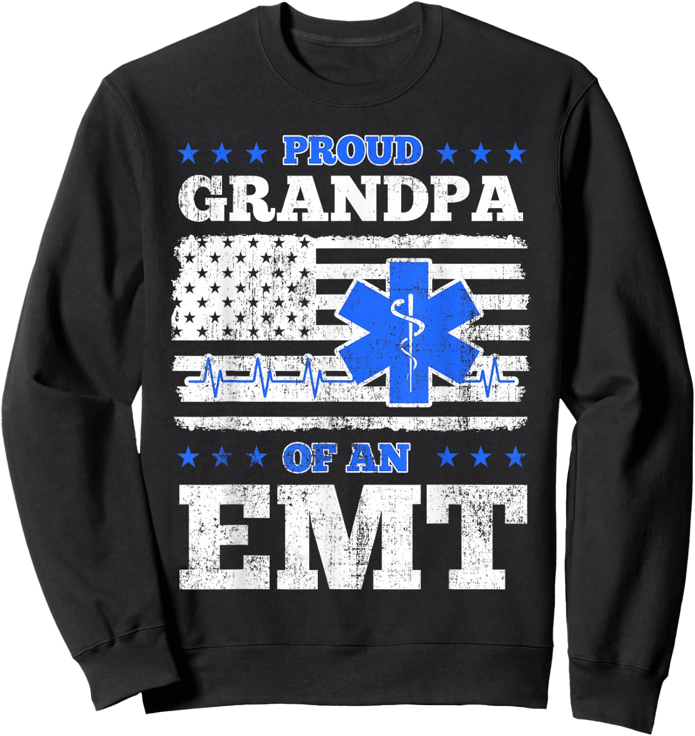 EMT Grandpa Medical Technician EMS Patriotic Indepencece Day Sweatshirt - Sweatshirt | Black